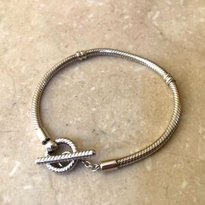 Authentic Pandora Moments T-Bar Snake Chain Bracelet (7inches)